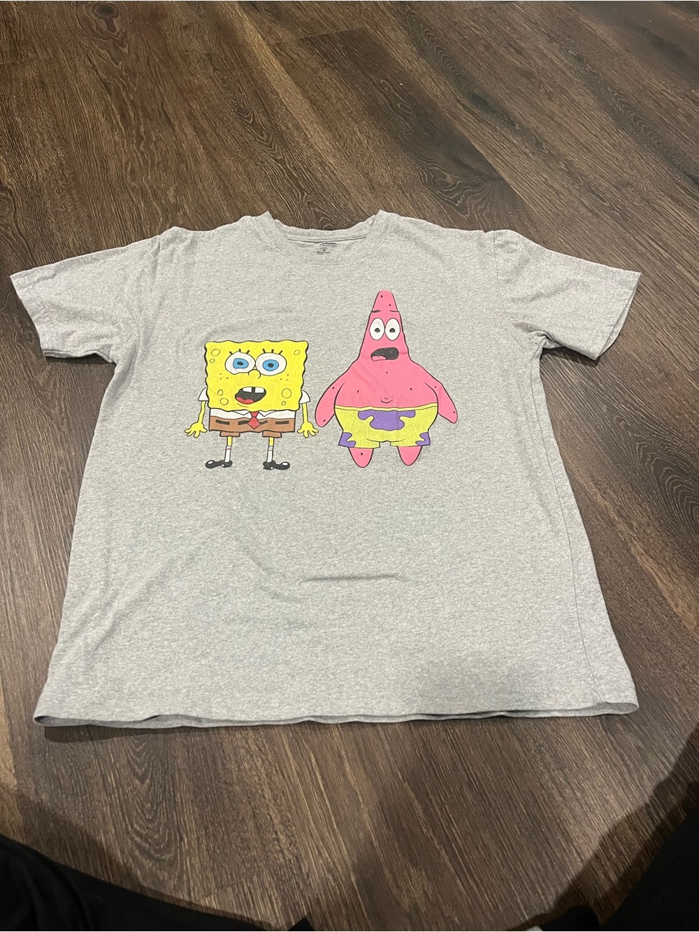 Men's Gray SpongeBob & Patrick Short Sleeve Graphic Tee